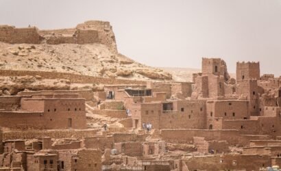 Closeup shot of buildings made of concrete under the sun in Morocco