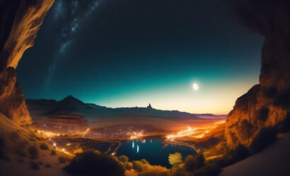 digital-art-mountain-landscape-with-blue-sky-moon-it