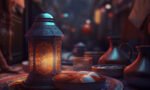 lantern-plate-food-islamic-background