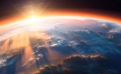 Planet Earth with a spectacular sunset AI generated image