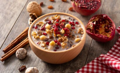 Traditional Turkish Noah's pudding in bowl
